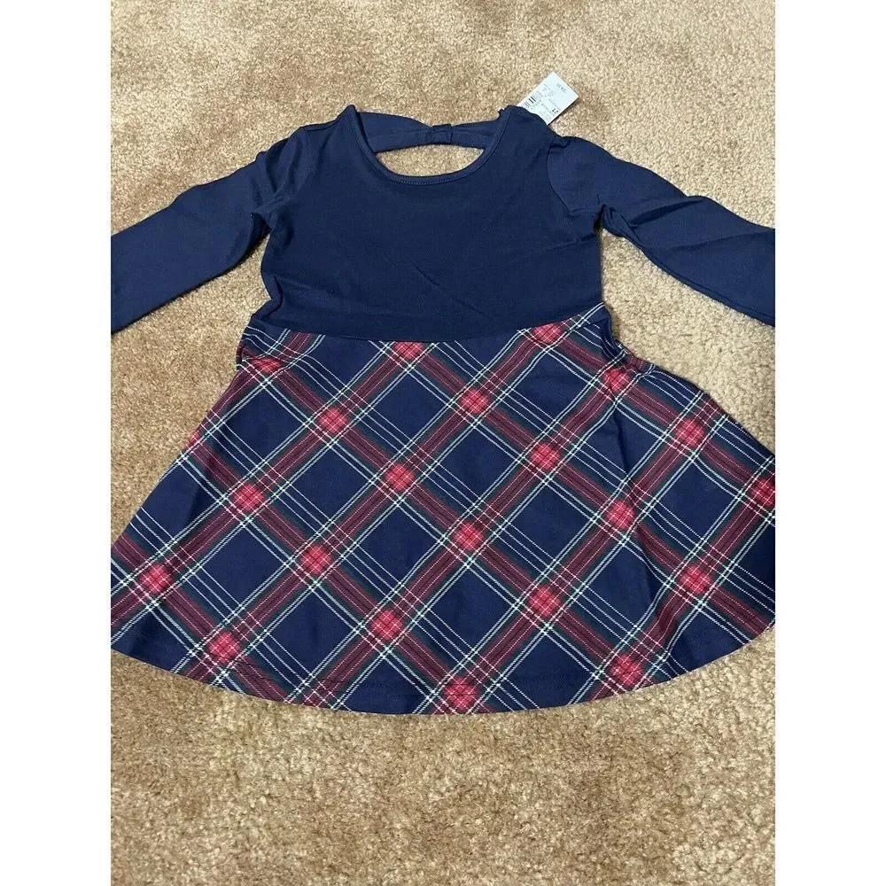 NWT The Children’s Place Toddler Girl Dress 2T Blue Top/ Plaid Skirt